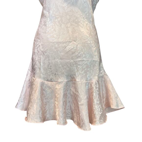 Vintage Satin Mermaid Slip Dress Light Pink Medium Floral Jacquard Y2K Romantic - Picture 12 of 16